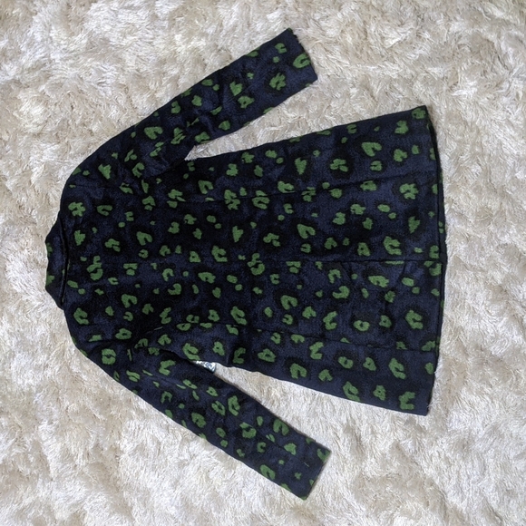 Modcloth Savvy Navy/ Green Leopard Coat XXS - Picture 5 of 8